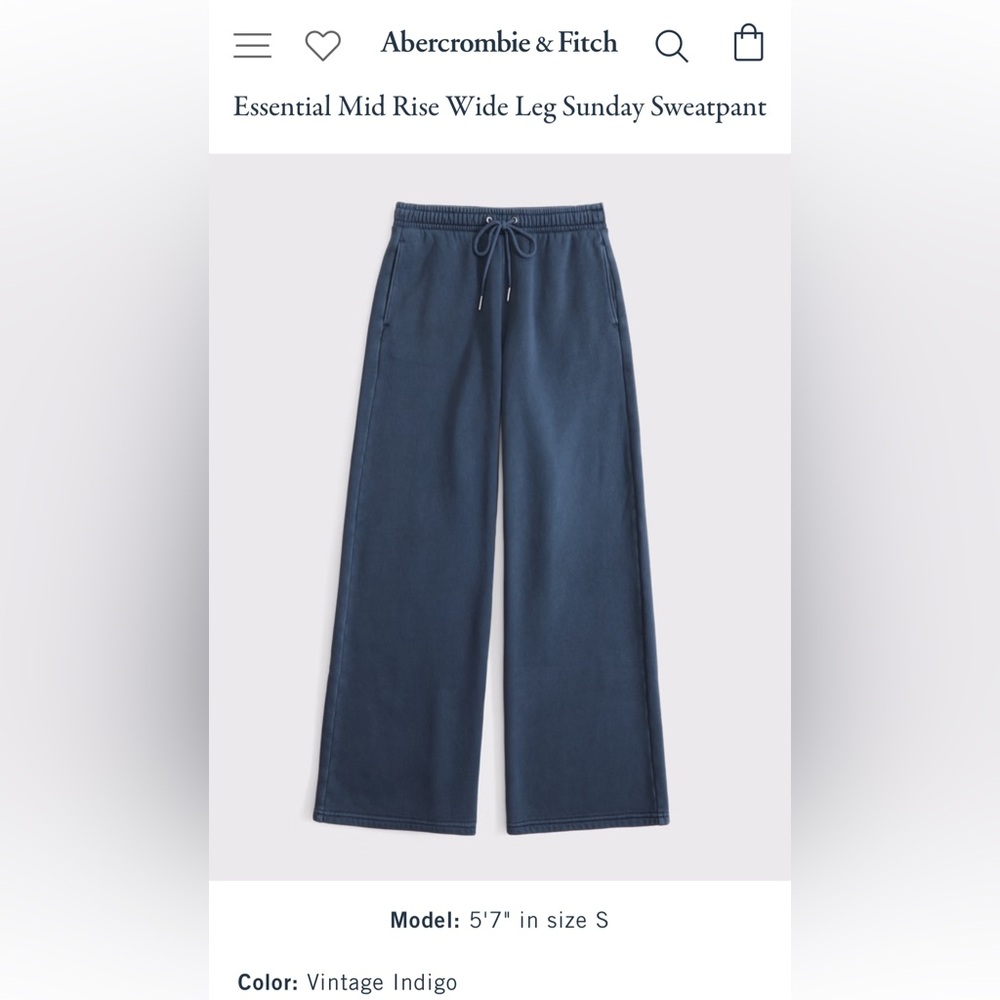 Abercrombie & Fitch Mid Rise Wide Leg Sweatpant